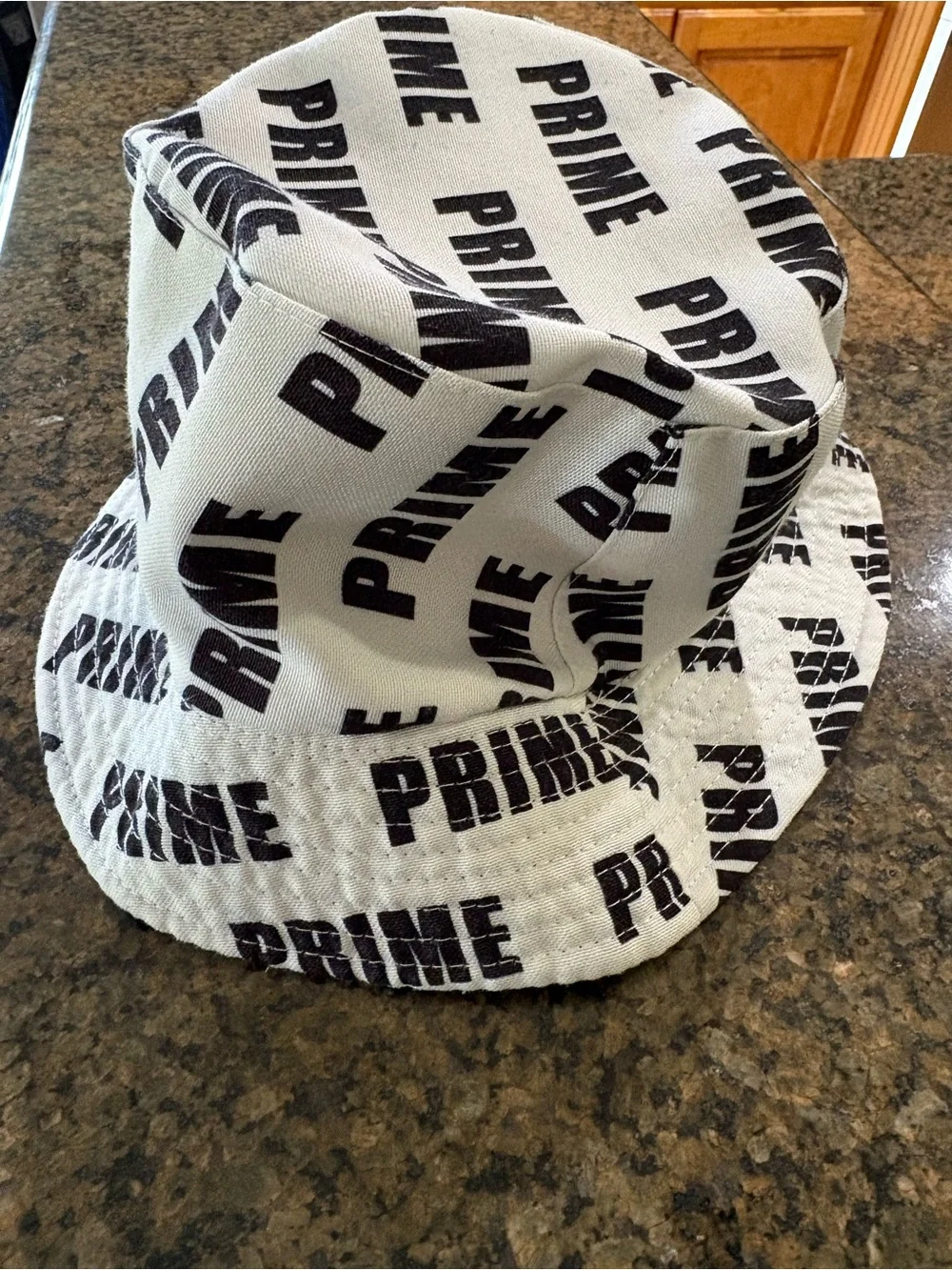 PRIME All Over Logo Bucket Hat White Black Adult Size Large 23” Circumference